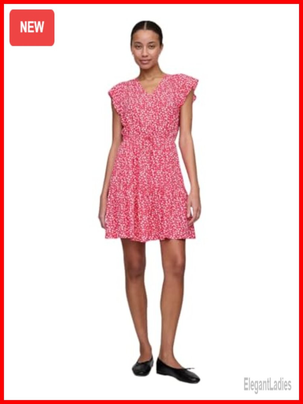 Tie Waist Mini Dress Short Sleeve A-Line Pull On Casual